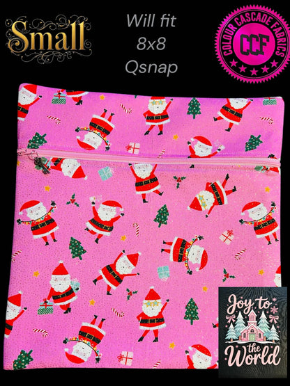 Santa on Pink (Gold Glitter) ~ Small