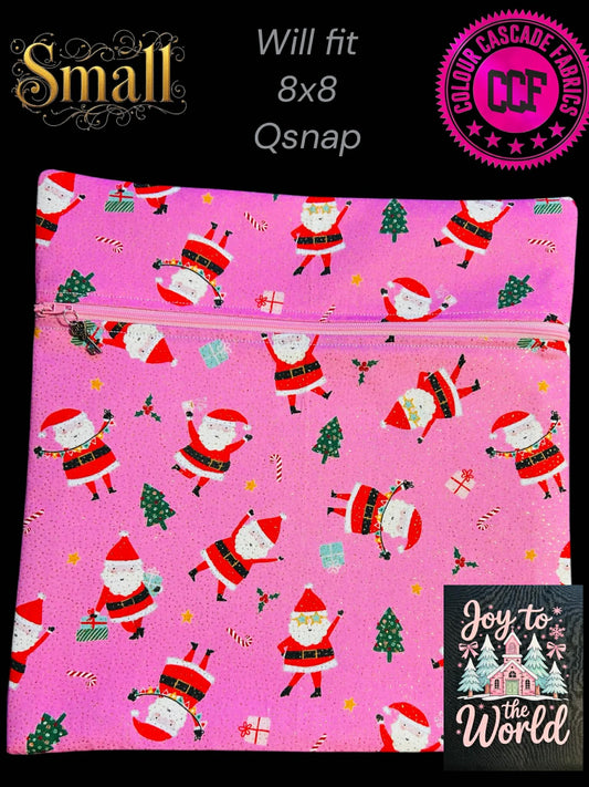 Santa on Pink (Gold Glitter) ~ Small