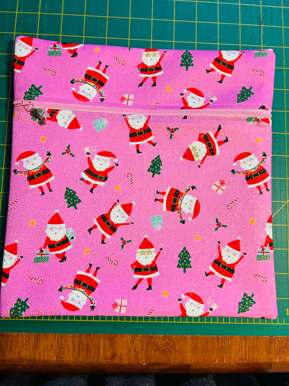 Santa on Pink (Gold Glitter) ~ Small