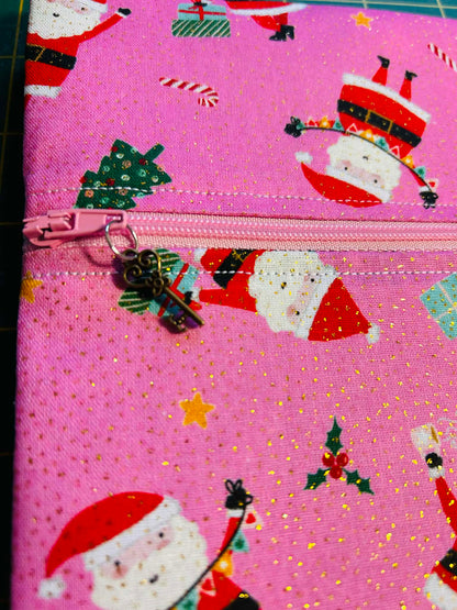 Santa on Pink (Gold Glitter) ~ Small